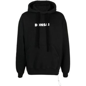 Bonsai, Sweatshirts & Hoodies, Heren, Zwart, L, Katoen, Zwarte katoenen hoodie met logo print