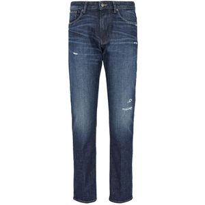 Emporio Armani, Jeans, Heren, Blauw, W32, Denim, Slim Fit Denim Jeans Lage Taille