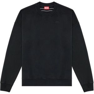 Diesel, Sweatshirts & Hoodies, Heren, Zwart, L, Zwarte Sweater Strapoval Gebreide kleding