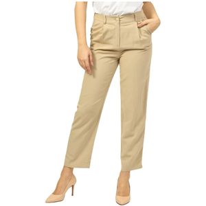 Fracomina, Bruine Straight Leg Broek Beige, Dames, Maat:M