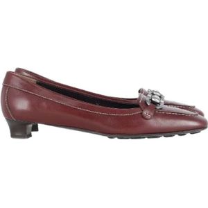 Salvatore Ferragamo Pre-owned, Pre-owned, Dames, Rood, 38 EU, Leer, Pre-owned Platte schoenen
