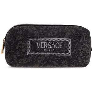 Versace, Tassen, Dames, Zwart, ONE Size, Waszak met logo