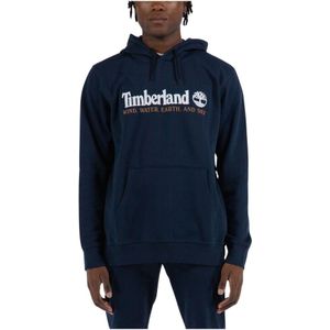 Timberland, Sweatshirts & Hoodies, Heren, Blauw, XL, Katoen, Grote Logo Print Sweatshirt