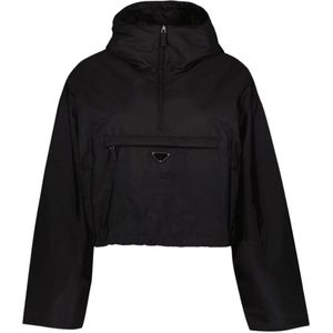 Prada, Jassen, Dames, Zwart, S, Nylon, Korte Windbreaker Jas Re-Nylon