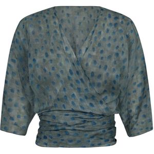 Cortana, Blouses & Shirts, Dames, Blauw, M, Blauwe Ramie Kruis Top Aquarel Print