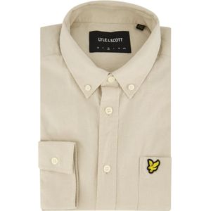 Lyle & Scott, Overhemden, Heren, Beige, M, Katoen, Casual Beige Overhemd met Lange Mouwen