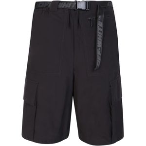 Off White, Korte broeken, Heren, Zwart, S, Polyester, Zwarte Cargo Shorts voor Heren
