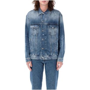 Dolce & Gabbana, Jassen, Heren, Blauw, L, Denim, Blauwe Denim Jas voor Heren