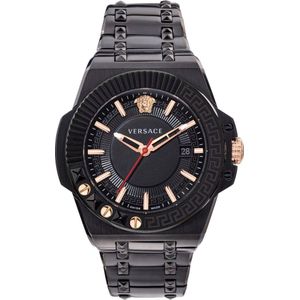 Versace, Chain Reaction Herenhorloge Zwart, Heren, Maat:ONE Size