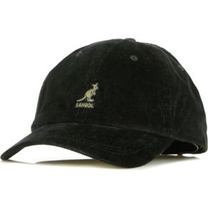 Kangol, Accessoires, Heren, Zwart, ONE Size, Katoen, Zwarte Cord Baseball Cap met gebogen klep