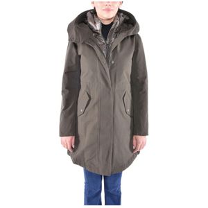 Woolrich, Mantels, Dames, Groen, S, Katoen, Militaire 3-in-1 Dons Parka