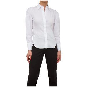Nenette, Blouses & Shirts, Dames, Wit, XL, Katoen, Wit Stretch Poplin Lange Mouw Overhemd