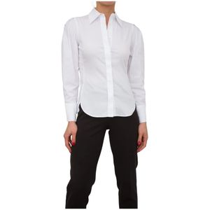 Nenette, Wit Stretch Poplin Lange Mouw Overhemd Wit, Dames, Maat:M