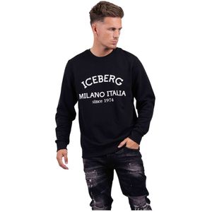 Iceberg, 5C Felpa Logo Sweater Heren Zwart Zwart, Heren, Maat:XL