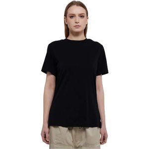 MM6 Maison Margiela, Zwart T-shirt met Open Rug en Uitgesneden Detail Zwart, Dames, Maat:M