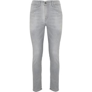 Dondup, Grijze Katoenen Slim Fit Broek Grijs, Dames, Maat:W27