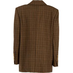 Pinko, Jassen, Dames, Beige, S, Wol, Dames Camel/Beige Winter Check Blazer