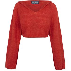 Cortana, Rode Gebreide Hoodie Alpaca Kasjmier Zijde Rood, Dames, Maat:ONE Size