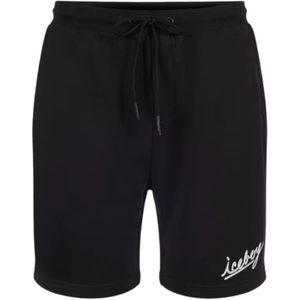 Iceberg, Korte Jersey Shorts Zwart, Heren, Maat:L