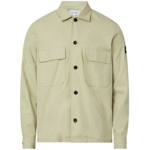 Calvin Klein, Jassen, Heren, Groen, L, Katoen, Katoen Nylon Overshirt Jas