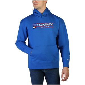 Tommy Hilfiger, Sweatshirts & Hoodies, Heren, Blauw, S, Katoen, Heren Stijlvolle Hoodie Sweatshirt