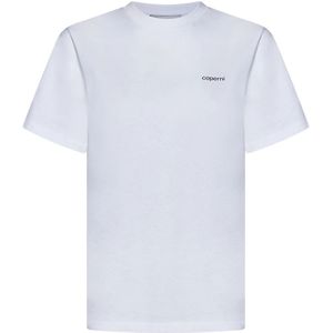 Coperni, Tops, Dames, Wit, XS, Katoen, Wit Logo Print Loose-Fit T-Shirt