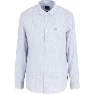 Armani Exchange, Overhemden, Heren, Blauw, L, Katoen, Casual Blauw Linnen Katoenen Overhemd
