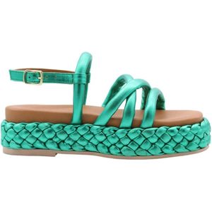 Dwrs, Trendy Sandal for Summer Groen, Dames, Maat:40 EU