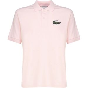 Lacoste, Roze Pique Katoenen T-shirts en Polos Roze, Heren, Maat:M