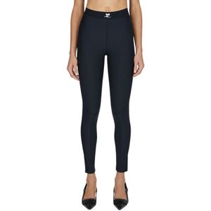 Courrèges, Moderne Racer Leggings Zwart, Dames, Maat:L