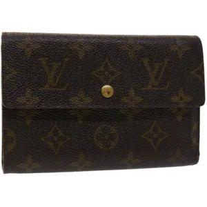 Louis Vuitton Vintage, Bruine Canvas Louis Vuitton Portemonnee Bruin, Dames, Maat:ONE Size