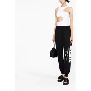 Alexander McQueen, Broeken, Dames, Zwart, S, Katoen, Graffiti Logo Jogger Broek