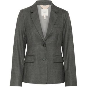 Part Two, Jassen, Dames, Grijs, S, Grijze Flanel Melange Blazer Jas