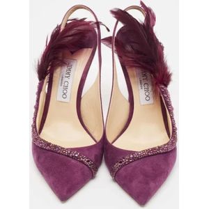 Jimmy Choo Pre-owned, Pre-owned, Dames, Paars, 40 EU, Suède, Tweedehands leren hakken