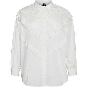 Vero Moda, Blouses & Shirts, Dames, Wit, 4Xl, Scallop Shirt Snow White Freewear
