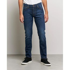 Nudie Jeans, Slim Fit Organische Denim Jeans met Versleten Details Blauw, Heren, Maat:W34