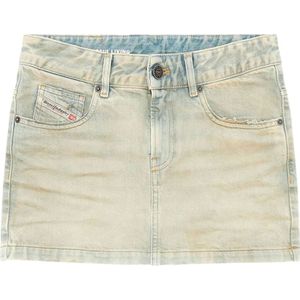 Diesel, Rokken, Dames, Beige, W26, Denim, Denim Minirok Zandgestraalde Stijl