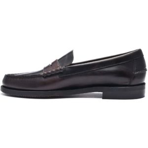 Sebago, Schoenen, Heren, Bruin, 44 1/2 EU, Leer, Waterdichte Penny Loafers in Donkerbruin