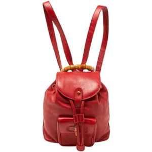 Gucci Vintage, Pre-owned, Dames, Rood, ONE Size, Tweed, Pre-owned Leather backpacks