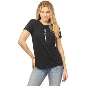 Armani Exchange, Tops, Dames, Zwart, S, Katoen, Zwarte Katoenen Pima Slim Fit T-shirt