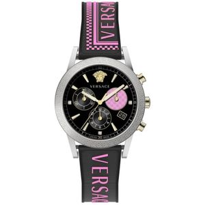 Versace, Sport Tech Chronograaf Siliconen Horloge Grijs, Heren, Maat:ONE Size