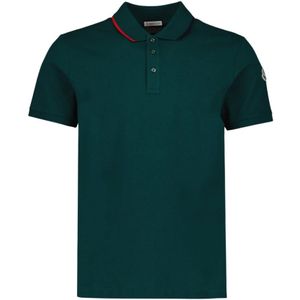 Moncler, Tops, Heren, Groen, S, Katoen, Klassieke Logo Polo Shirt