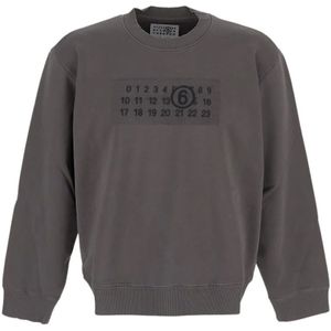 MM6 Maison Margiela, Sweatshirts & Hoodies, Heren, Grijs, L, Klei Sweatshirt met Lange Mouwen