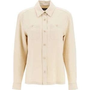 A.p.c., Klassieke Denim Jack Beige, Dames, Maat:2XS