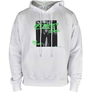 Off White, Sweatshirts & Hoodies, Heren, Wit, XL, Katoen, Witte en groene grafische print hoodie