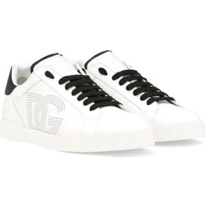 Dolce & Gabbana, Schoenen, Heren, Wit, 39 EU, Witte Kalf Sneaker met Veters