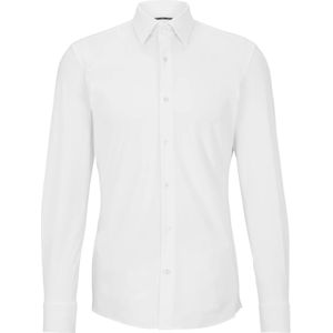 Hugo Boss, Overhemden, Heren, Wit, S, Slim Fit Technisch Stretch Gebreid Overhemd