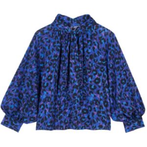 Ba&Sh, Blouses & Shirts, Dames, Blauw, S, Blouse met Luipaardprint