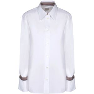 PS By Paul Smith, Blouses & Shirts, Dames, Wit, XS, Katoen, Witte Katoenen Overhemd Lange Mouw