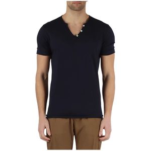 Daniele Alessandrini, Tops, Heren, Blauw, M, Katoen, Grijze Katoenen T-shirt met Logo Print